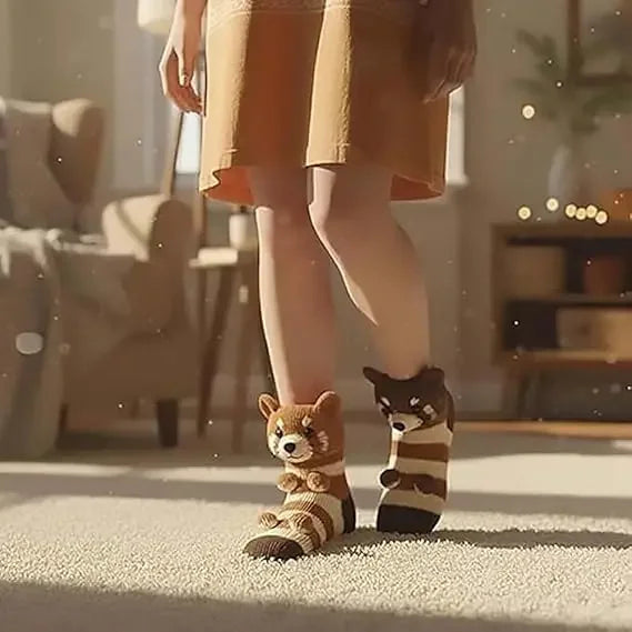 3D Animal Plush Slipper Socks for Women & Girls