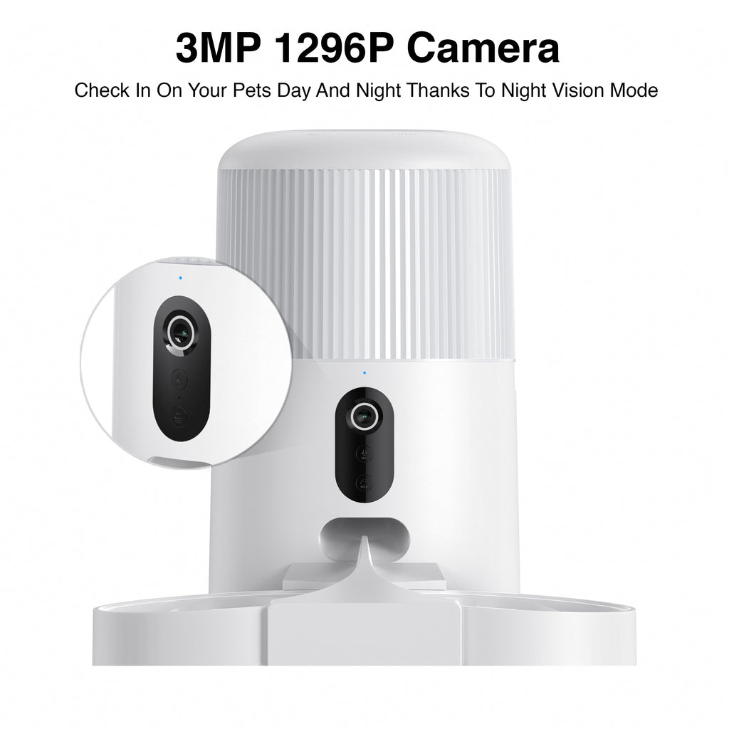 Purechew Sight Double Automatic Pet Feeder HD Camera Feeder with Double Bowls for Cats and Dogs